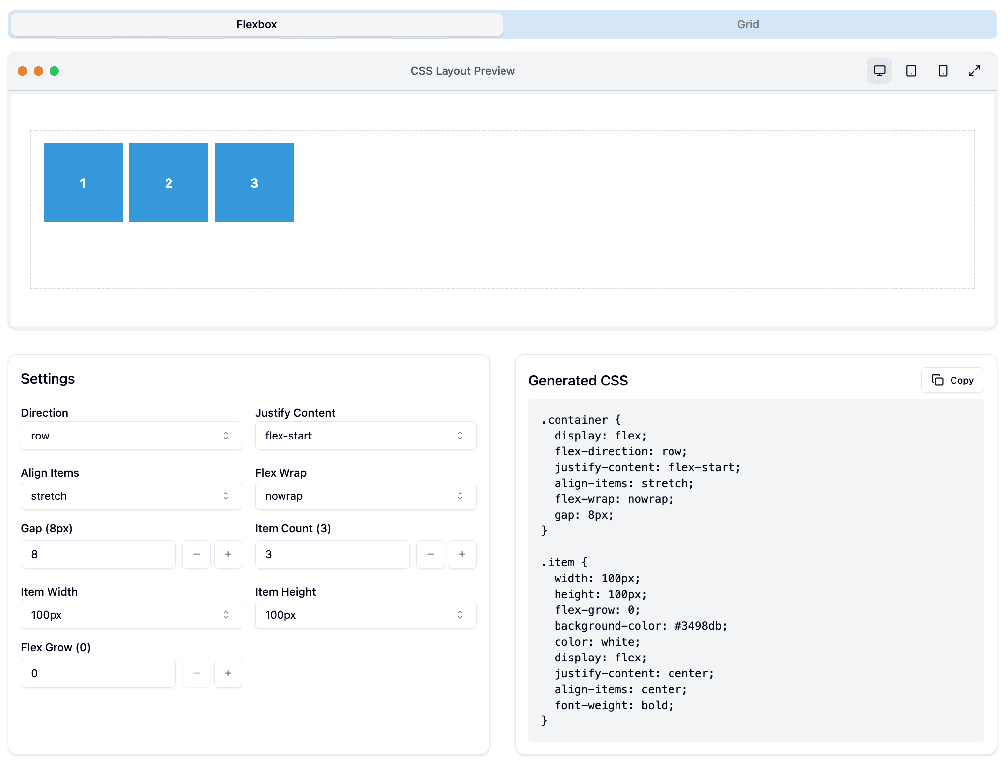 CSS Flexbox/Grid Generator