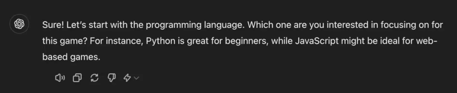 Chat Prompt response 1