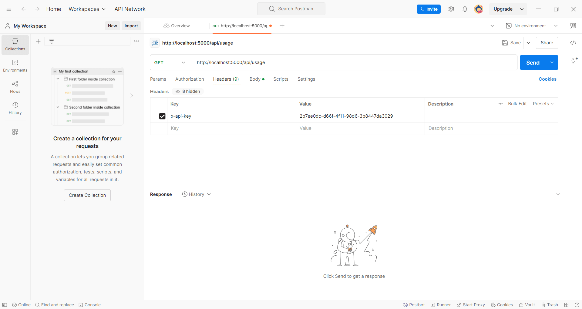Postman - Testing the usage route