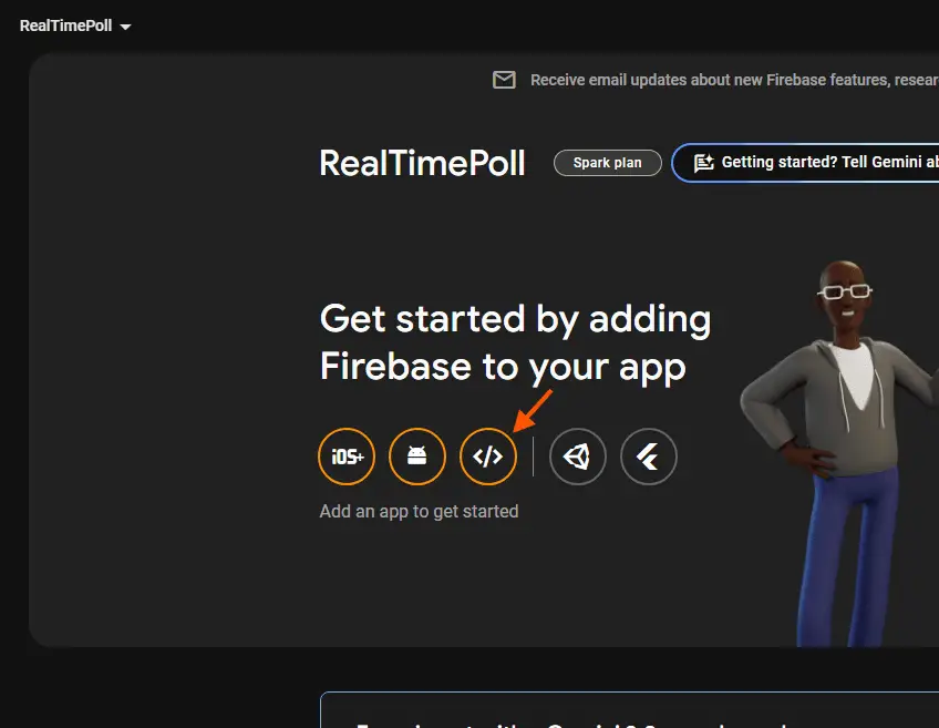 Create a new firebase app in the project