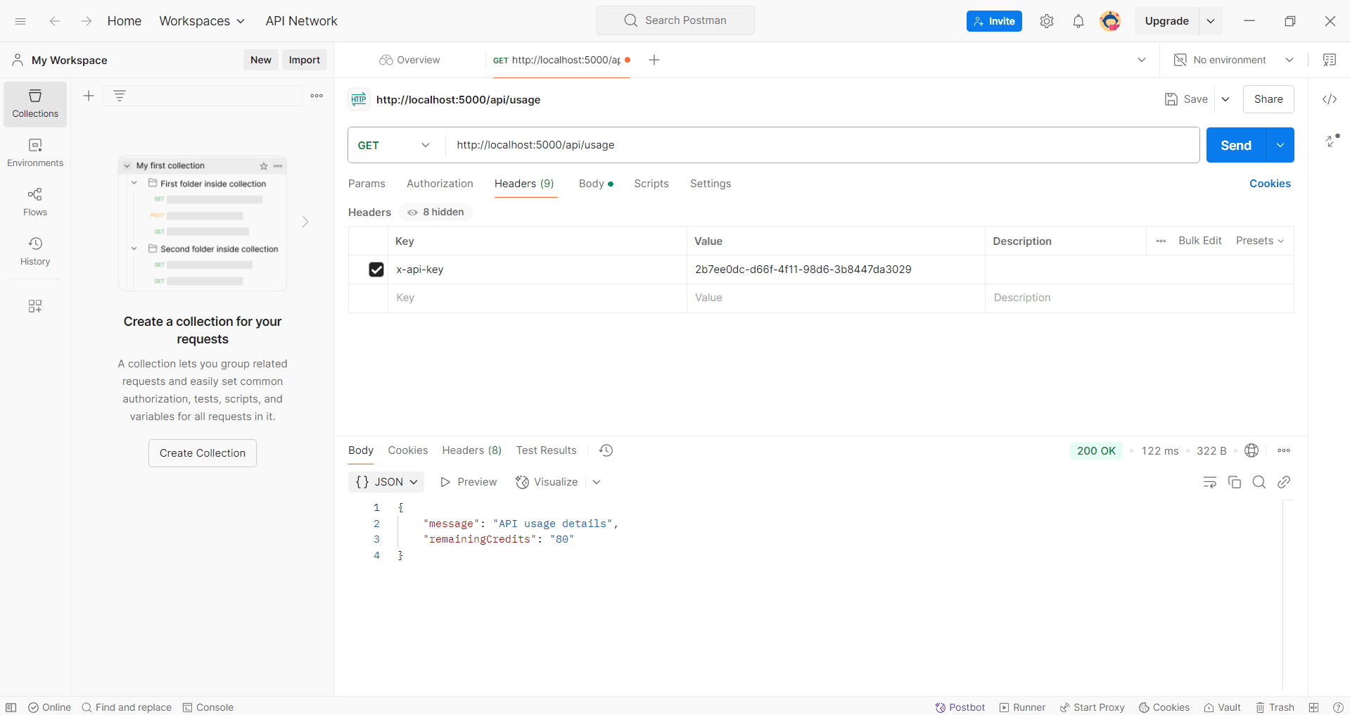 Postman - Getting Usage details